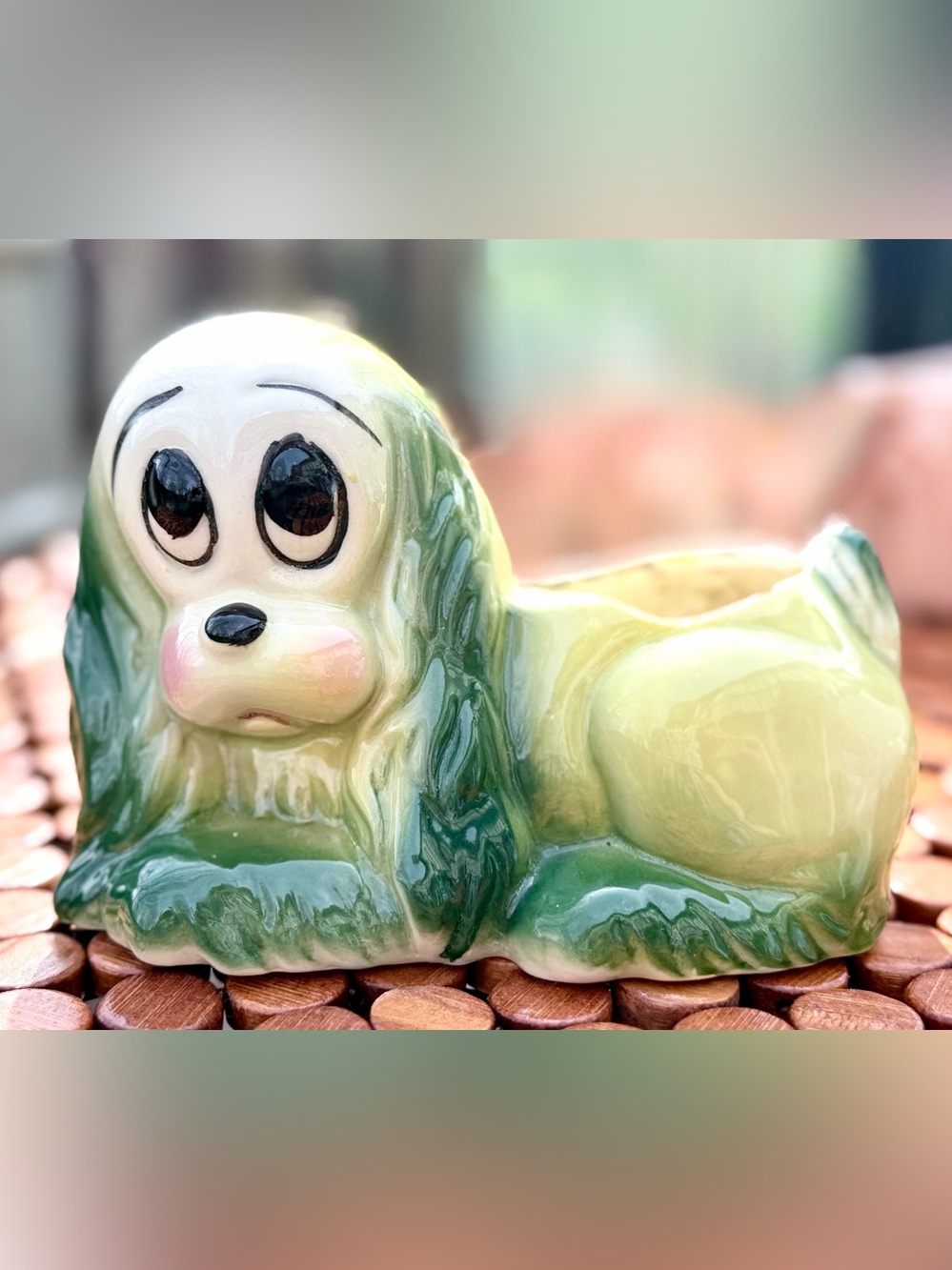 🆘 SAD PUPPY RESCUE!!! 🪴 Vintage Hull Pottery Cocker Spaniel Planter, c. 1950s